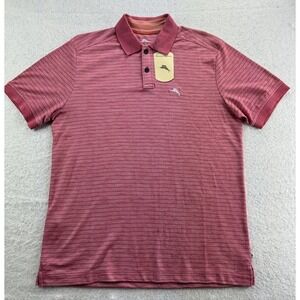 Tommy Bahama Mens Polo Shirt Size Small Truly Red Stripe Red Stretch Regular Fit